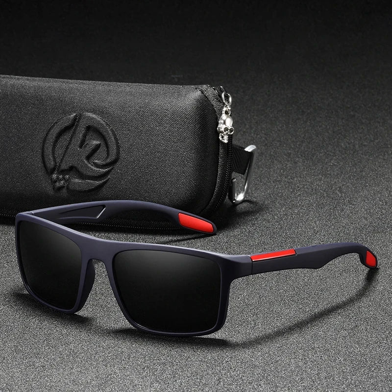 ultralight sunglasses with blue frames and black lenses